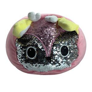 Sequin Pink Deer Plush Pillow Stuffed Animal 6" x 12" x 8" Holiday Home
